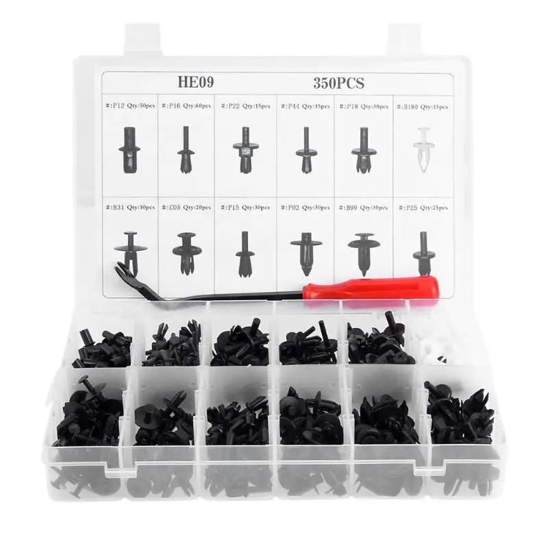 350pcs Auto Car Panel Moulding Assortments Kit Push Retainer Pin Rivet Trim Clip