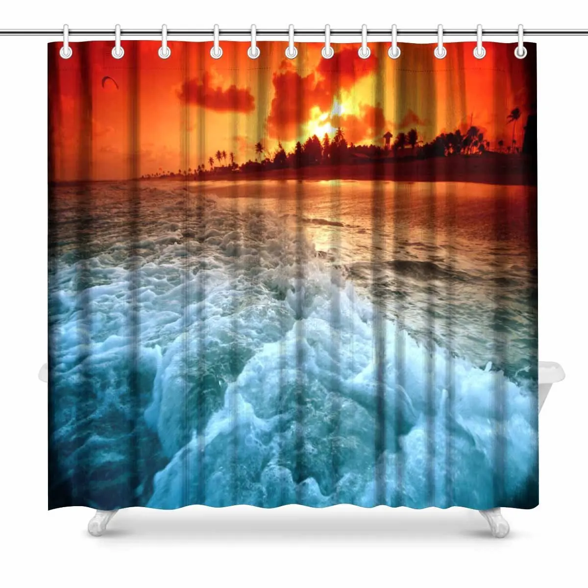 Landscape Scene Decor Ocean Polyester Fabric Bathroom Shower Curtainin