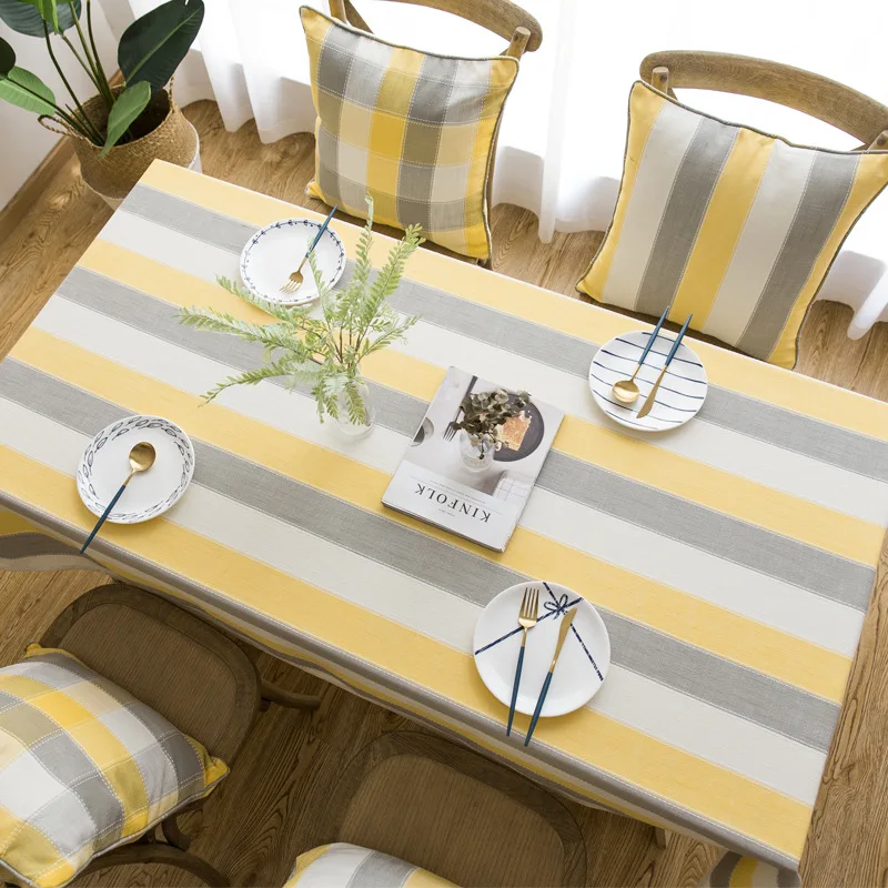 

140*140cm Hot style north European tablecloth, striped tea table mat tablecloth, cotton and linen table cloth