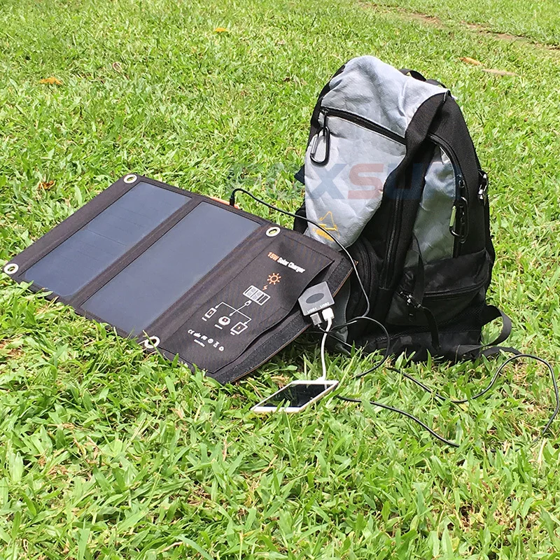 Foxsur 5 v 15 w солнечной складной мешок наружная солнечная батарея Панель 5 v 2.5a складное зарядное устройство, Портативный альпинистское