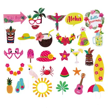 

30pcs Luau Party Decorations Photo Booth Prop Aloha Hawaiian Theme Baby Beach Pool Jungle Leave Cool Photo Summer Party Supplies