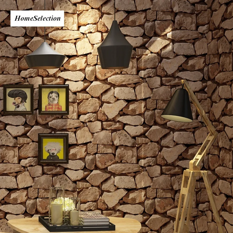 

Waterproof Vintage 3D Stone Effect Wall Sticker Roll Modern Rustic Realistic Faux Stone Texture Vinyl PVC Wall Paper Home Decor