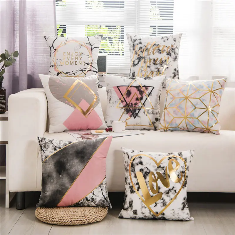 

Geometric Bronzing Cushion Cover Pillow Christmas Decorative Pillowcase Cojines Decorativos Para Sofa Housse De Coussin 40630