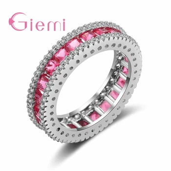 

Beautiful Luxury Charm Women 925 Sterling Silver Rings Full Clear Crystal Best Gifts For Female Birthday Anniversary Gifts