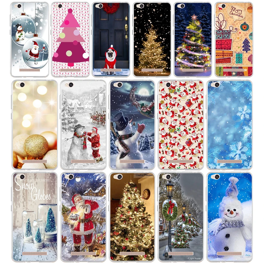 

happy New Year merry Christmas Tree Snow Flakes For Xiaomi redmi 4A 5A Case Fundas Case redmi 4a 5a Cover Soft Silicone TPU Bags