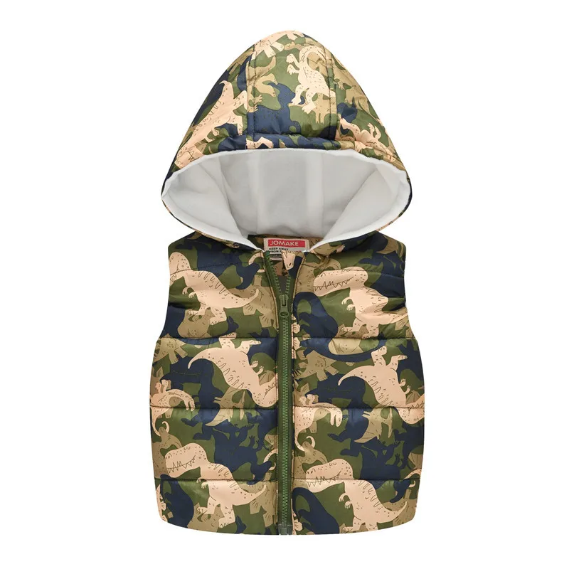 2022 Autumn Winter New Boys Girls Sleeveless Hooded Wool Vest Jacket Cartoon Print Coat Kids Warm Cashmere Vest Outwear Clothes leather jacket with hood