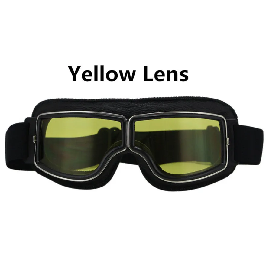 Kopen Nieuwste Vintage Leer Motorfiets Bril Inklapbare Bril Vintage Motorfiets Bril Jet Pilot 4 Kleur Zonnebril