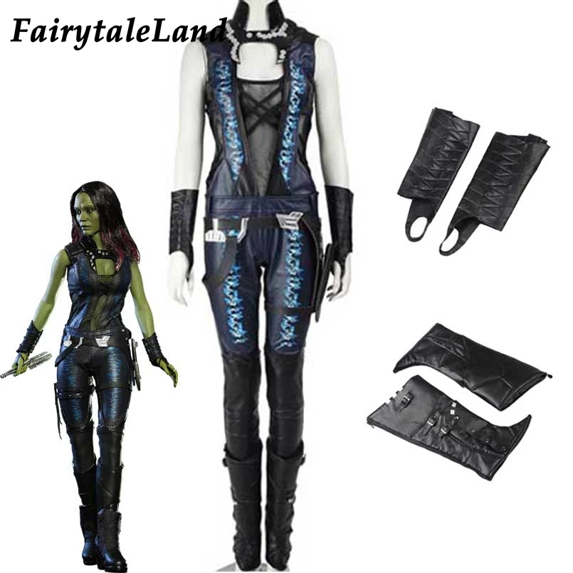 

Guardians of the Galaxy Gamora cosplay costume Jumpsuit Gamora Vest cosplay Accessories Wristers Belt Superhero Costume Bodysuit
