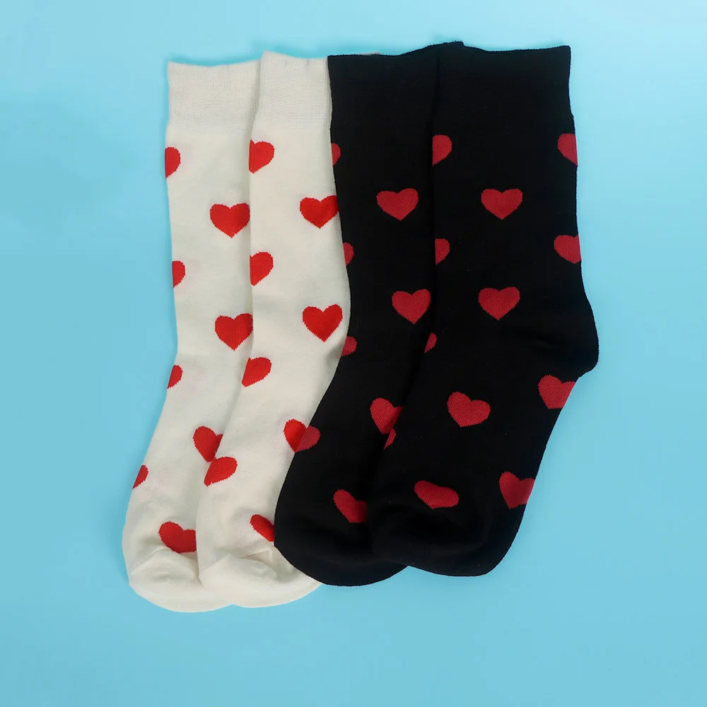 Женские хлопковые носки для девочек с сердечками, теплые комфортные Дышащие носки на осень и зиму, подарки для пары