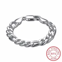 Lekani мужские ювелирные изделия из стерлингового серебра 925 пробы 10 мм цепочка "Фигаро" 20,5 см браслет мужской Pulseiras De Plata