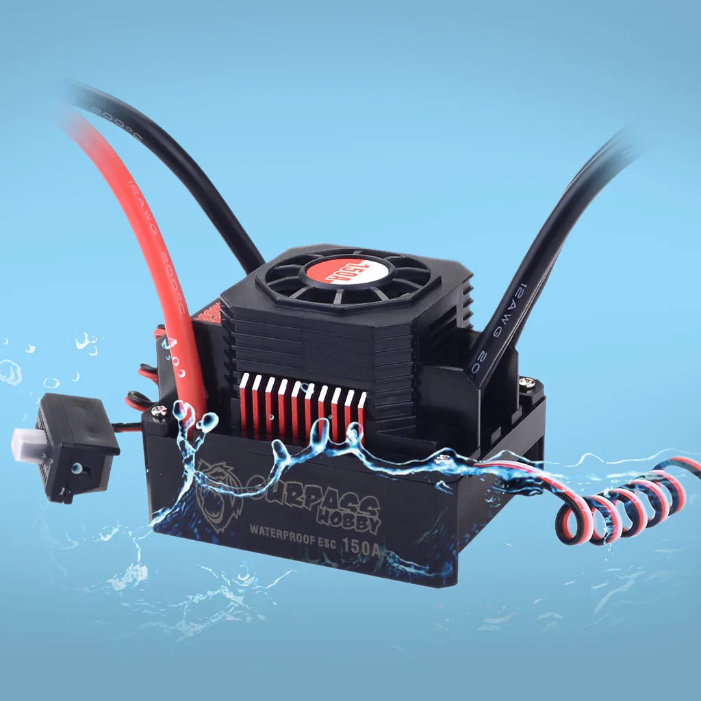 

Waterproof Sensorless Brushless ESC 150A Speed Controller for 1/8 RC Car Buggy W528