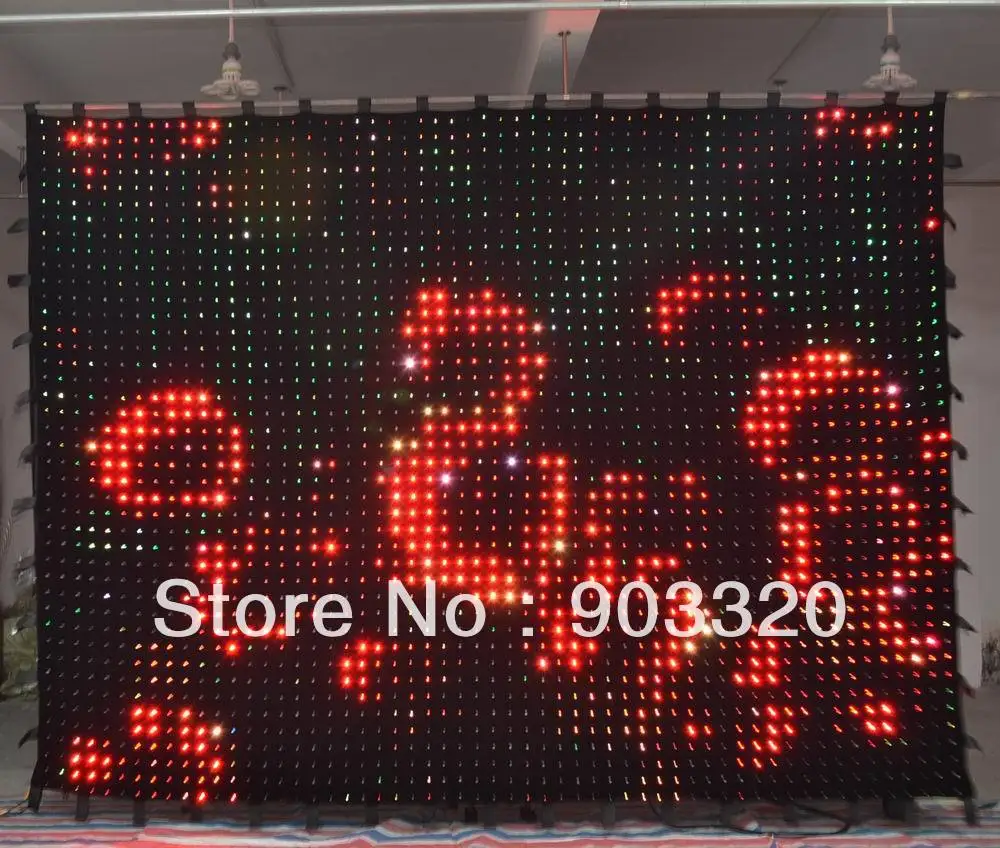 

NEW ARRIVAL High Resolution P7 2M*4M 28*57 1596 LEDS PC Mode DMX512 LED Vision Curtain LED Video Curtain For Concert,DJ Booth