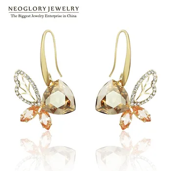 

Neoglory Austrian Crystal Butterfly Light Yellow Gold Color Brinco aaa Zircon Dangle Earrings for Women 2020 New Hot Romantic QC