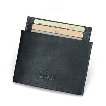 

Bank Credit Card Holder Organizer Wallet Photo Holder High Quality Black Cowhide Leather Card Case 2017 New Fashion Men Wallets