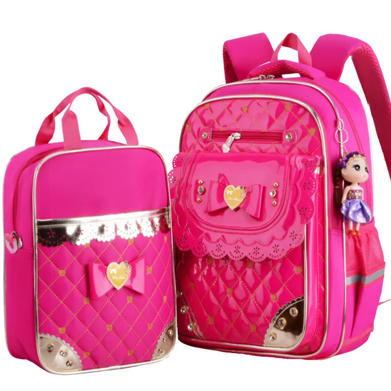 Детские школьные сумки, набор для девочек-подростков, школьный рюкзак принцессы, Детский водонепроницаемый ранец, детские школьные рюкзаки mochila - Цвет: rose red
