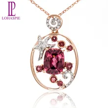 Lohaspie алмаз-ювелирные изделия 2.46ct натуральный родолит гранат Твердый 18 К 750 розовый золотой медальон в форме звезды изысканные украшения с драгоценными камнями для подарка