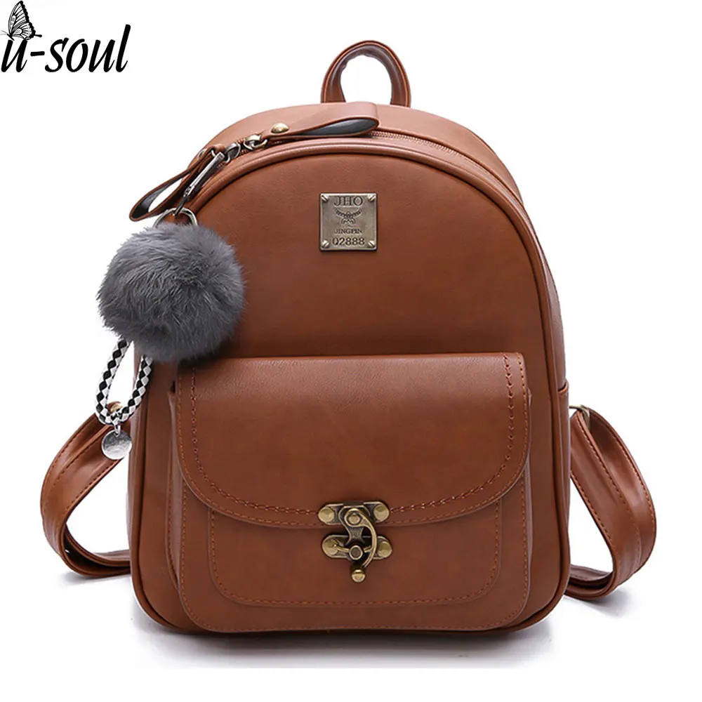 

Women Small Backpack School Bags For Teenager Girl Bag Fashion Backpack Travel Leather Simple Rucksack A7163