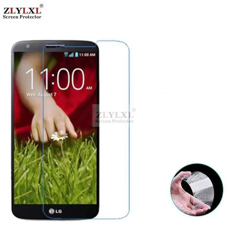 

Glass + case Transparent Dirt-resistant soft back case for LG G2 tempered glass screen protector