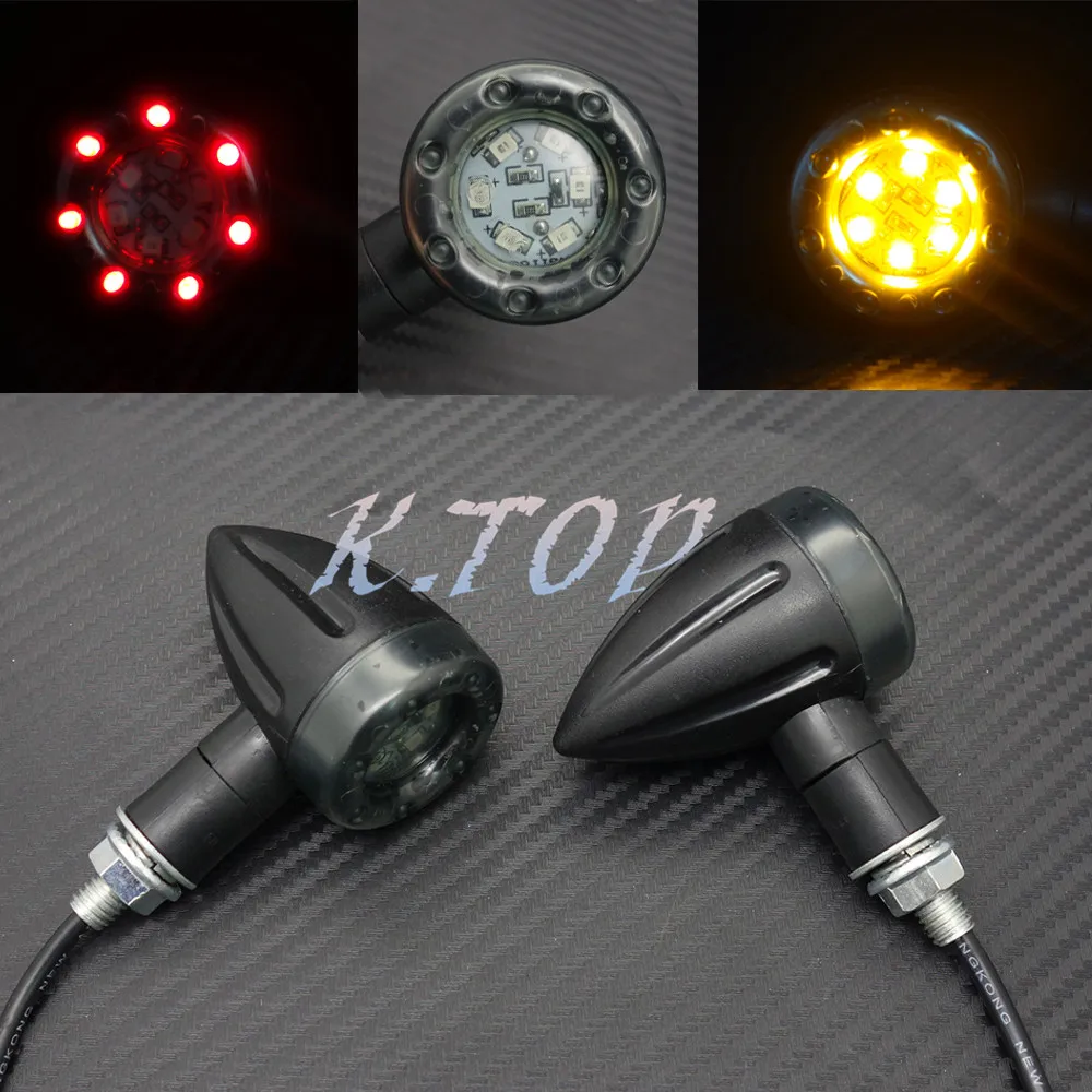 1 Pair Universal Motorcycle LED Amber Lamp Rear Turn Signal Brake