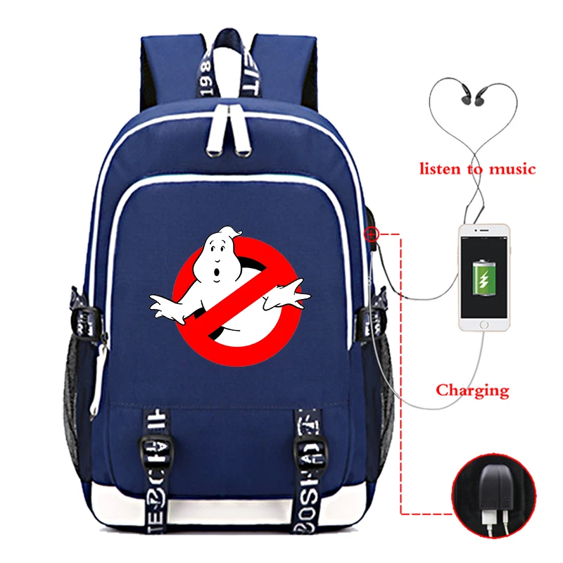 Beautiful Ghostbuster USB Charge Backpack Boys Girls Back to College Rucksack Men Women High Quality Mochila - Цвет: 6