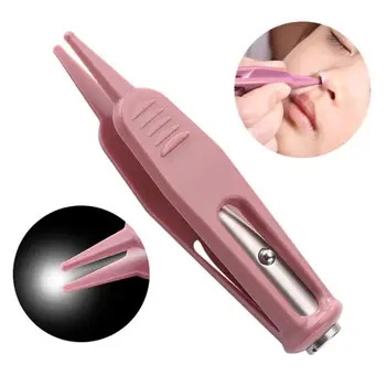 

Flashlight Dig Booger Clip Infants Clean Ear Nose Navel Visible Safety Tweezers Safe Forceps Cleaning Supplies Kids Health Care