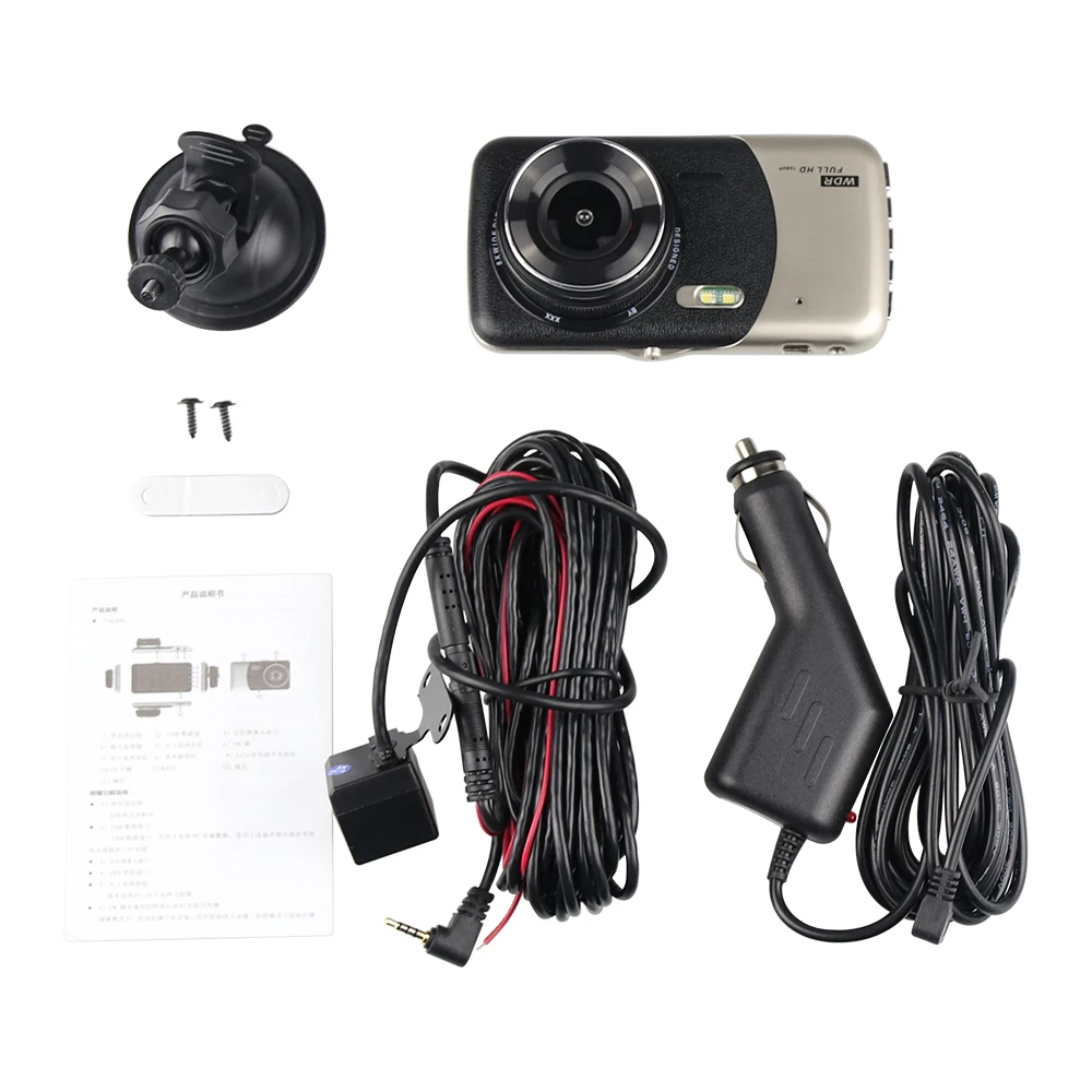 Dash Cam двойной объектив автомобиль DVR камера Full HD 1080 P " ips Передний+ задний видеорегистратор ночного видения g-сенсор монитор парковки