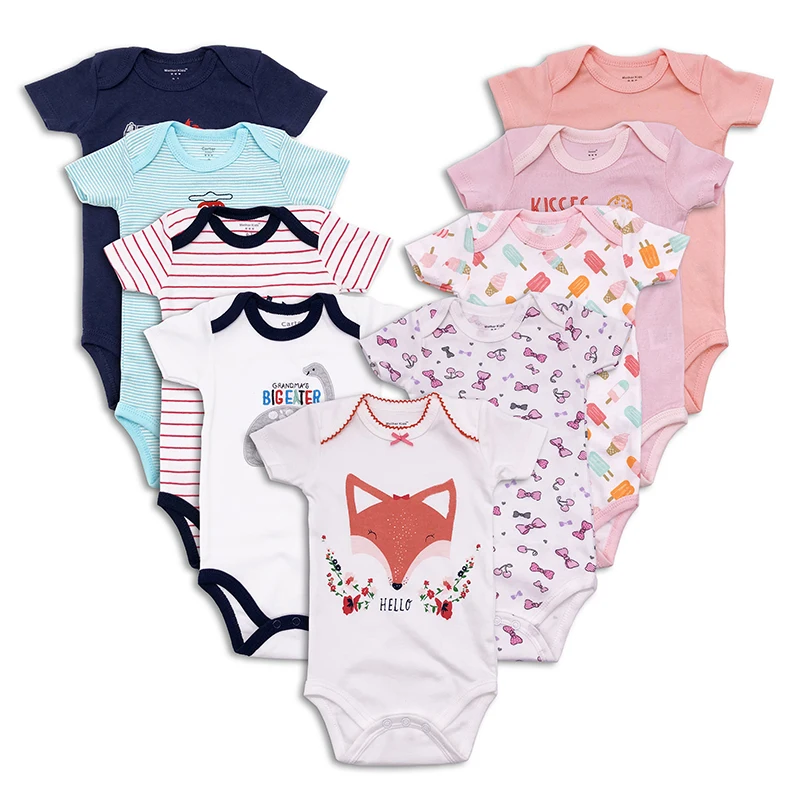 

Summer Newborn Baby Clothes Boy Girl Kids Cotton Bodysuit Comfortable Cartoon Printed Outfits Infant Short sleeve baby Bodysuit