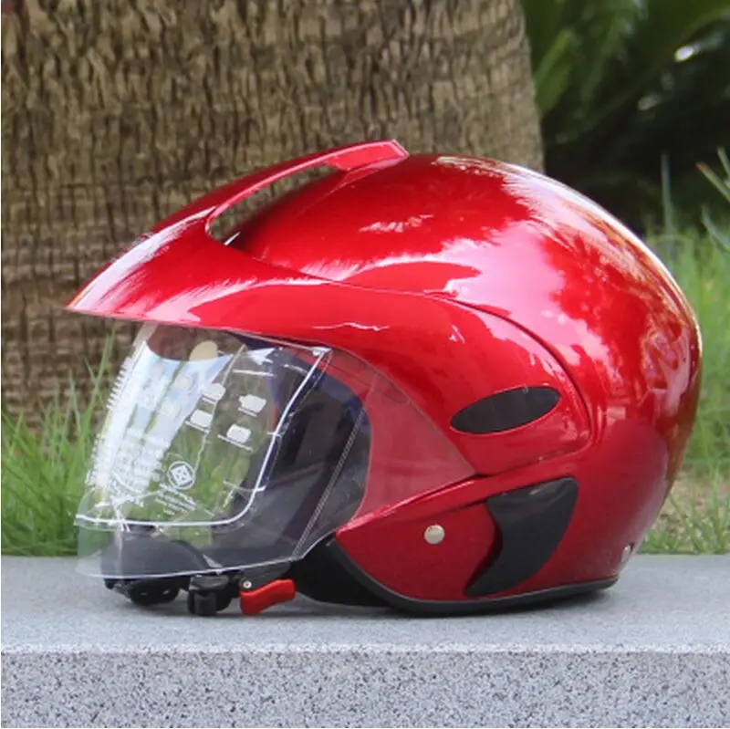 Мотоциклетный шлем для мужчин и женщин, шлем для электрического велосипеда, лето, осень и зима и полупокрытый индивидуальный шлем - Цвет: Red