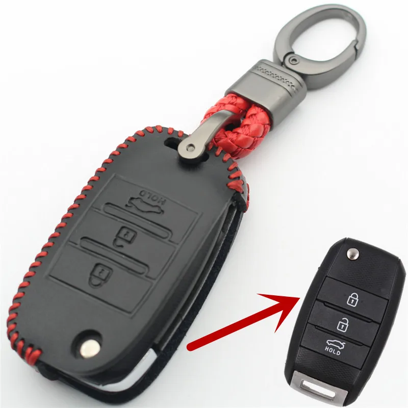 FLYBETTER чехол для ключей из натуральной кожи с 3 кнопками Kia Optima/Sorento/Soul/Carens/Sportage/K3/K5