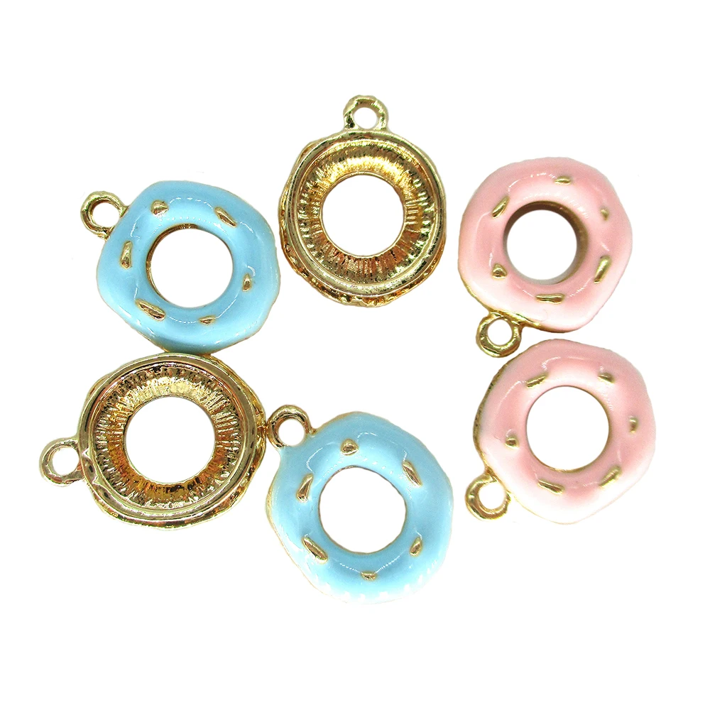 10pcs Fashion jewelry make accessories enamel donut Doughnut charms for Earrings Necklace pendant handmade DIY material