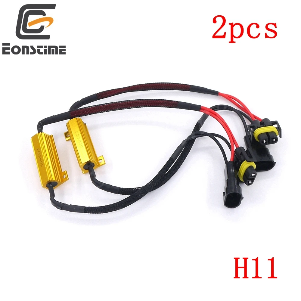 

Eonstime Canbus 50W 6Ohm Headlight Load Resistor Fog Lamps light Decoder H4 H7 H8 H11 9005 9006 9008 H13 Resistance 2PCS