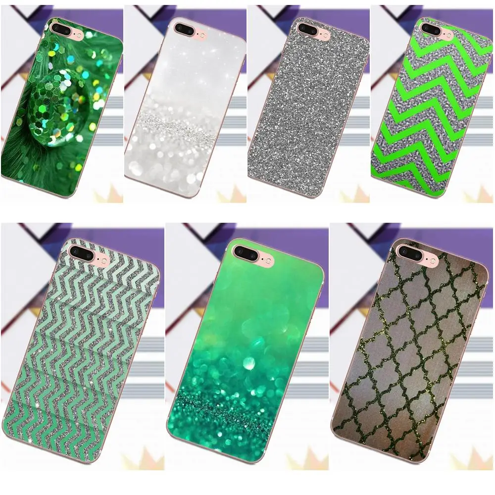 

Vvcqod Soft Cell Phone Shell For Sony Xperia Z Z1 Z2 Z3 Z4 Z5 compact Mini Premium M2 M4 M5 T3 E3 E5 XA Green And Silver Glitter