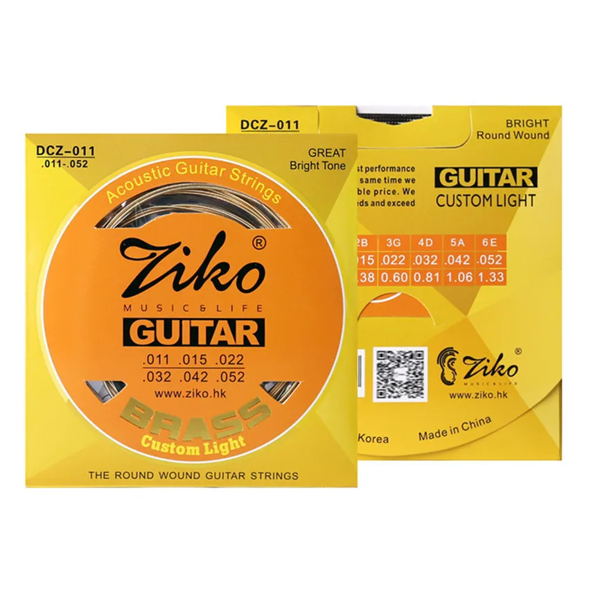 Acoustic Guitar Strings Guitar Accessories ZIKO Acoustic Guitar Strings Brass Carbon Steel Hexagonal Alloy Strings For Acoustic Guitar Accessories Parts