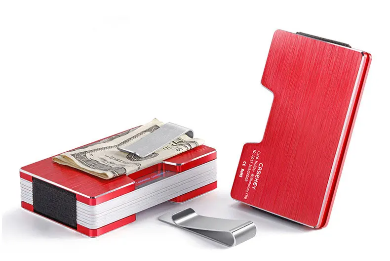 RFID Алюминиевый мини-держатель для карт, кошелек, антимагнитный металлический мужской чехол для кредитных карт, маленький тонкий кошелек с зажимом для доллара