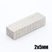 500 шт. 2x5 мм сильный неодимовый магнит N35 NdFeB диаметрально высокая