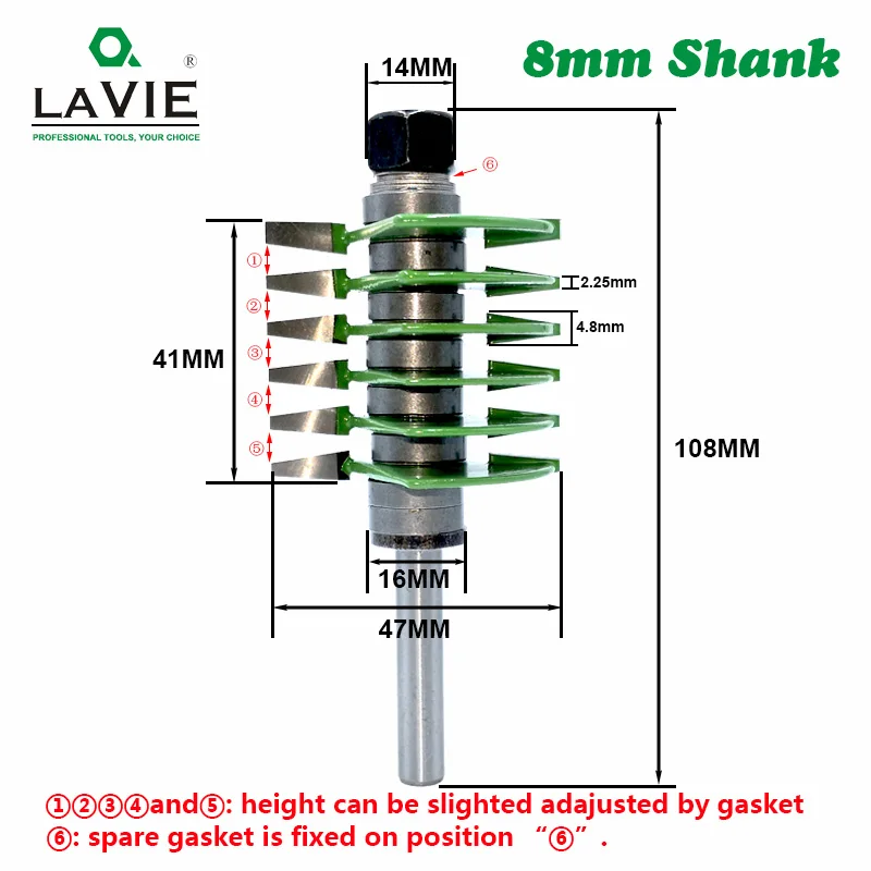 LAVIE 1 мм шт. 8 мм хвостовиком Фирменная Новинка 2 зубы регулируемый палец совместное фреза шипорезный Станок промышленных класс для дерева