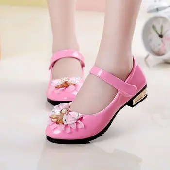 

New kids Girl Dancing Shoes Spring Autumn Modern Dancing Shoes For Girls fashion Bow Jazz Leather Dance Children's Glitter Shoes