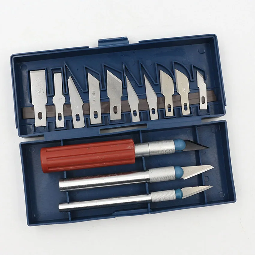 

1 Set of Paper Cutting Tool 13 Blades + 3 Handles Paper Cutter Craft Pen DIY Stationery Utility Knife Engraving Cutting Pen