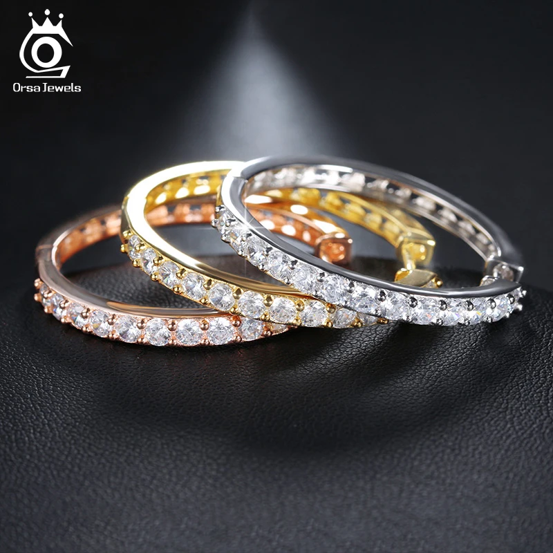 ORSA JEWELS 2017 Цвет Розовое Золото Большие Серьги Кольца Украшенные Камнями Роскошные