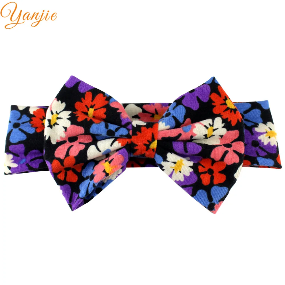 Girls 5'' Big Flowers Hair Bow Headband For Kids Winter Large Flower Turban Elastic Hair Band Girls Floral Hair Accessories