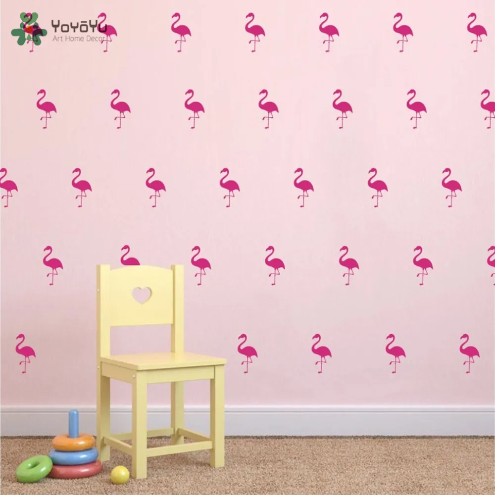 

Art 33 Pcs sheet Flamingo Wall Art Stickers Removable Kids Nursery Vinyl Decal Home Decor Mural For Baby Room S-9