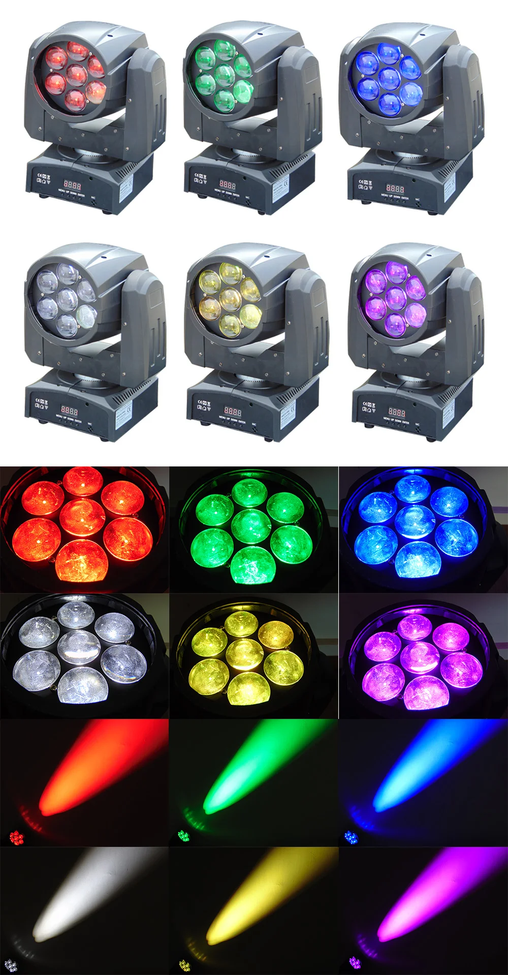 Зум светодиодный мини луч Мыть Перемещение Head Light 7x12 Вт 4in1 Профессиональный DJ DMX сцены