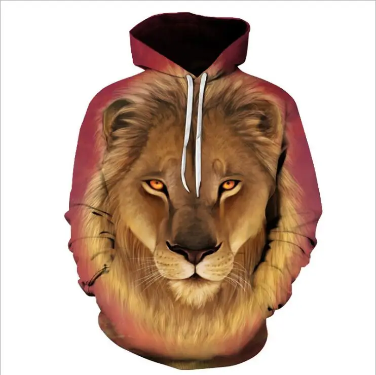  New Style Hiphop Hoodies Sweatshirts Animal Colorful Lion 3D Printed Cool Hoodie Women Hooded Woman