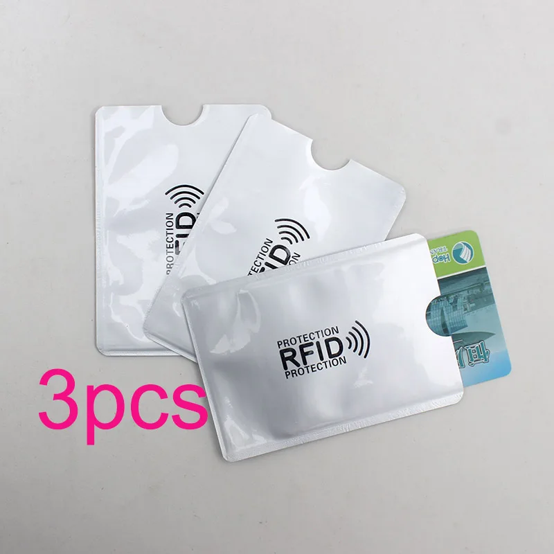 

3pcs Anti Rfid Wallet Blocking Reader Lock Bank Card Holder Id Bank Card Case Protection Metal Credit Card Holder Aluminium