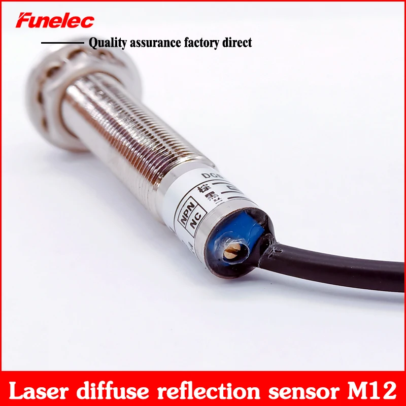 

M12 laser diffuse reflection photoelectric switch visible light sensor infrared sensor PNP NC distance adjustable