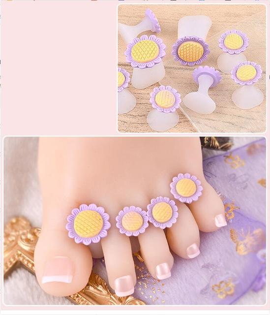 Pcs/Pack Toe Separator Cute Soft Silicone Toes Lock Tools Daisy Heart Shaped Rhinestones Nail Art Japanese Style