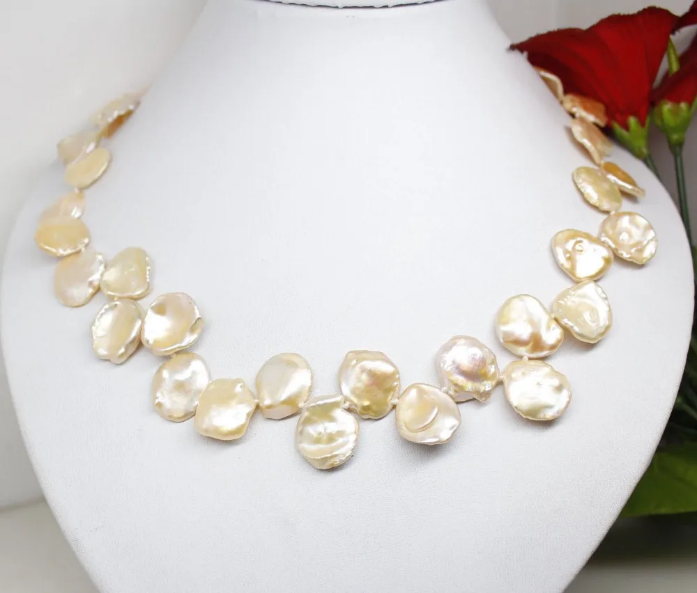 

FREE SHIPPING>>>@@ AS3230 natural pink keshi pearl strands necklace 17"long fashion jewelry