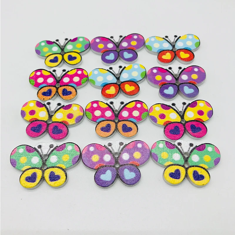 

XinDong 5 PCS 2 Holes Colorful Butterfly Wooden Buttons Fit Sewing And Scrapbooking Sewing Buttons For Craft DIY Mixed