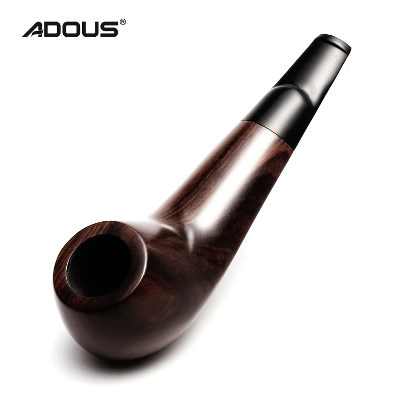 

2019 New ADOUS Ebony pipe trumpet style short paragraph AH652 Chinese Tobacco pipe Smoking pipes
