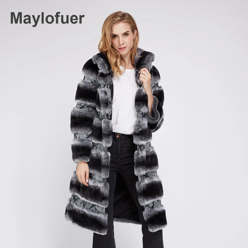 Maylofuer Воротник стойка из натурального меха кролика Rex Женщины натуральный мех